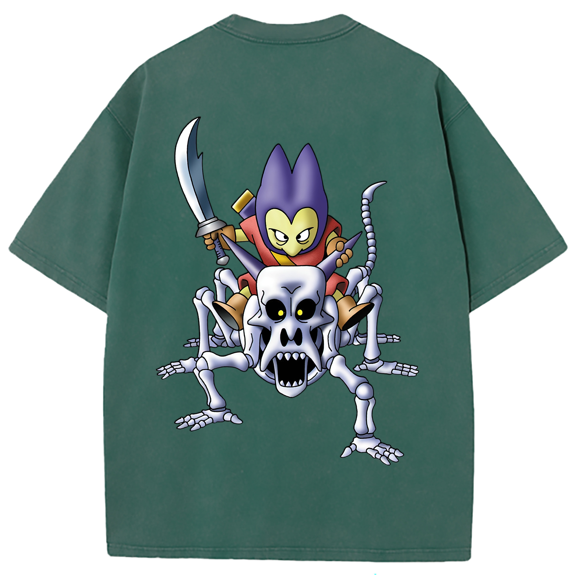 （画像用） ドラゴンクエスト Doragon Kuesuto Dragon Quest 綿100% ヴィンテージ風 半袖Tシャツ（背面プリント）